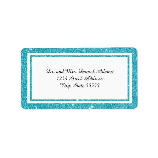 Dubbele Blauwe Glitterrand - Adreslabel Etiket (Voorkant)