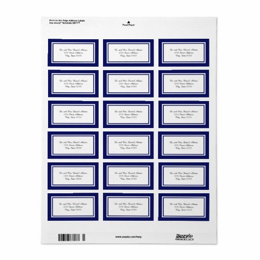 Dubbele blauwe sierstrip - Adreslabel Etiket (Full Sheet)