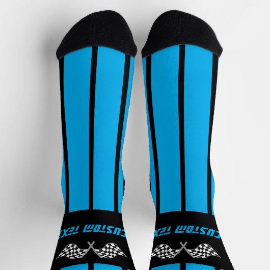 Dubbele blauwe streep-rackvlaggen sokken (Top)