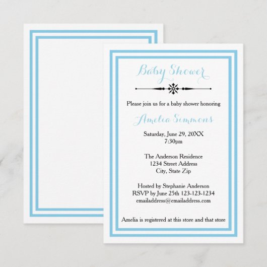 Dubbele Blauwe Versiering - 3x5 de Uitnodiging van (Voorkant / Achterkant)