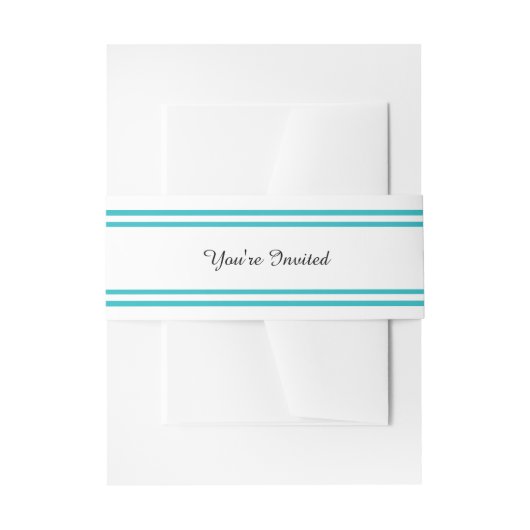 Dubbele Blauwgroen Trim - Belly Band Uitnodigingen Wikkel (Voorkant Voorbeeld)