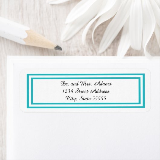 Dubbele Blauwgroen Trim - het Etiket van het Adres (Insitu)