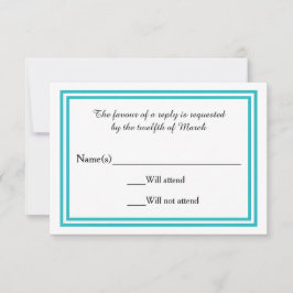 Dubbele Blauwgroen Trim - RSVP-kaart RSVP Kaartje