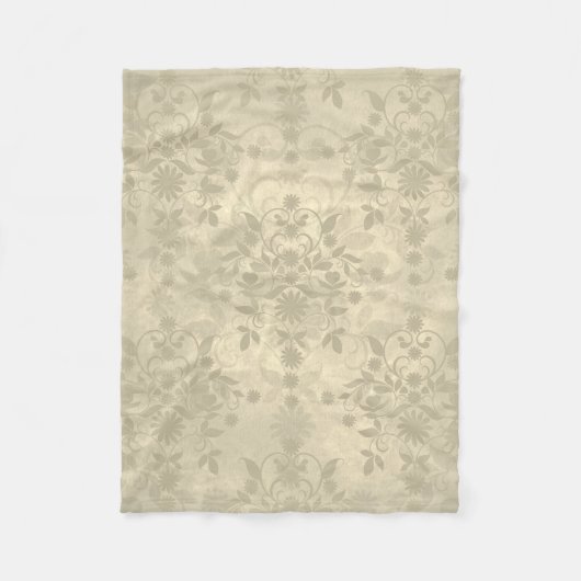 Dubbele Bloemendamask Neutraal Warm Crème Tan Fleece Deken (Voorkant)