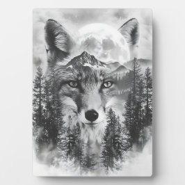 Dubbele blootgestelde vos en berg fotoplaat