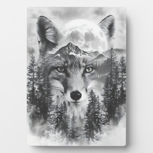 Dubbele blootgestelde vos en berg fotoplaat (voorkant)