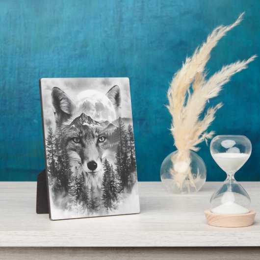 Dubbele blootgestelde vos en berg fotoplaat (Zijkant)