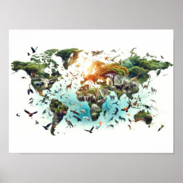 Dubbele blootstelling aan Wereldkaart en Poster