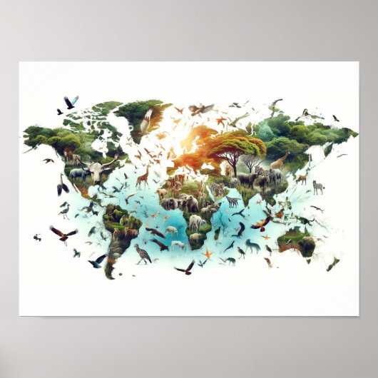 Dubbele blootstelling aan Wereldkaart en Poster (Voorkant)