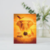 Dubbele blootstelling Afrikaanse dieren met olifan Feestdagenkaart (Staand voorkant)