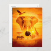 Dubbele blootstelling Afrikaanse dieren met olifan Feestdagenkaart (Voorkant / Achterkant)