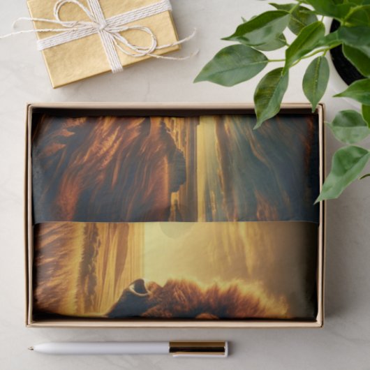 Dubbele blootstelling Amerikaanse vlaktes bizon Tissuepapier (Geschenk)