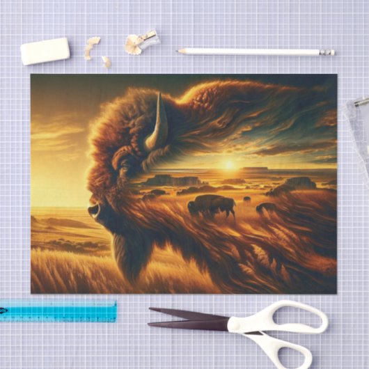 Dubbele blootstelling Amerikaanse vlaktes bizon Tissuepapier (Craft)