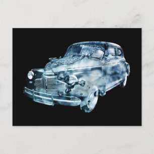 dubbele blootstelling bij wassen auto briefkaart