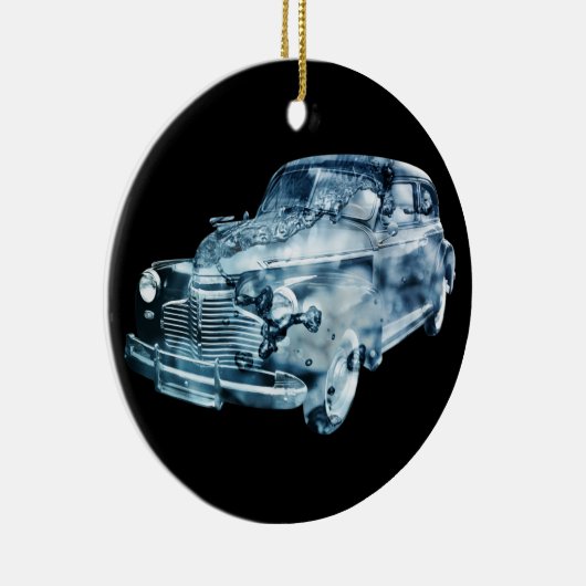 dubbele blootstelling bij wassen auto keramisch ornament (Rechts)