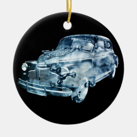 dubbele blootstelling bij wassen auto keramisch ornament (Voorkant)