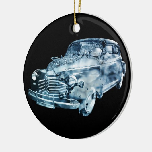 dubbele blootstelling bij wassen auto keramisch ornament (Links)