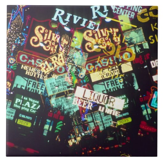 Dubbele blootstelling, casinoborden, Las Vegas, Tegeltje (Voorkant)