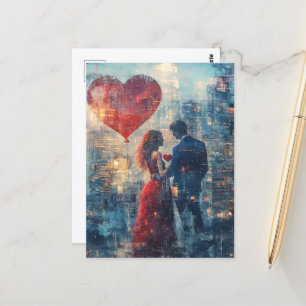 Dubbele blootstelling paar in liefde briefkaart