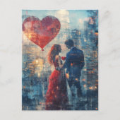 Dubbele blootstelling paar in liefde briefkaart (Voorkant)