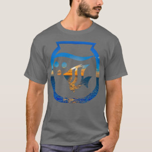 Dubbele blootstelling van vissen in aquarium t-shirt