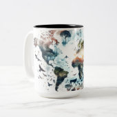 Dubbele blootstelling van Wereldkaart en dieren Mo Tweekleurige Koffiemok (Voorkant links)