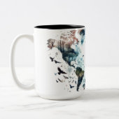 Dubbele blootstelling van Wereldkaart en dieren Mo Tweekleurige Koffiemok (Links)