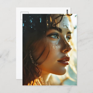 Dubbele blootstelling vrouw art briefkaart