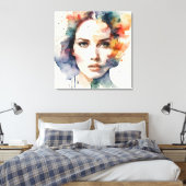 Dubbele blootstelling vrouw art canvas afdruk (Insitu (Slaapkamer))