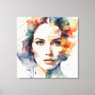 Dubbele blootstelling vrouw art canvas afdruk
