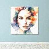 Dubbele blootstelling vrouw art canvas afdruk (Insitu (Houten vloer))