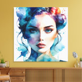 Dubbele blootstelling vrouw art canvas afdruk (Insitu (Woonkamer))