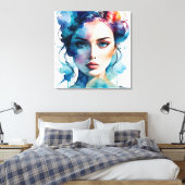 Dubbele blootstelling vrouw art canvas afdruk (Insitu (Slaapkamer))