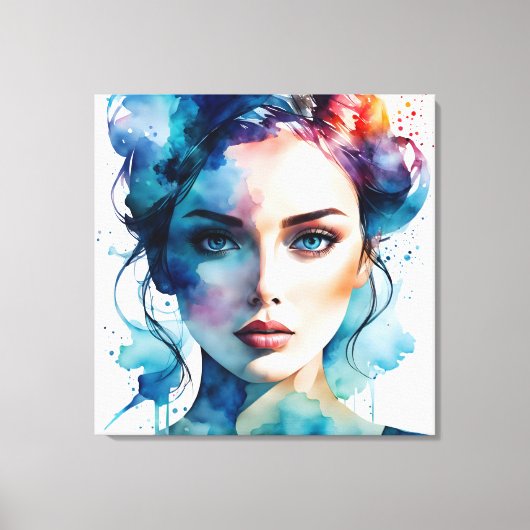 Dubbele blootstelling vrouw art canvas afdruk (Voorkant)