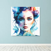 Dubbele blootstelling vrouw art canvas afdruk (Insitu (Houten vloer))