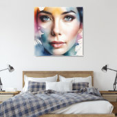 Dubbele blootstelling vrouw art canvas afdruk (Insitu (Slaapkamer))