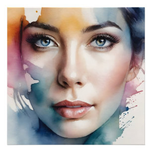 Dubbele blootstelling vrouw art foto afdruk