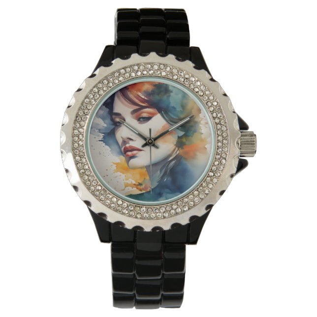 Dubbele blootstelling vrouw art horloge (Voorkant)