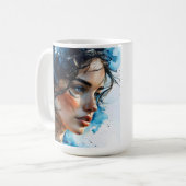 Dubbele blootstelling vrouw art koffiemok (Voorkant links)
