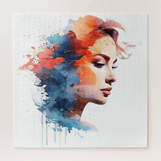 Dubbele blootstelling vrouw art legpuzzel (Verticaal)