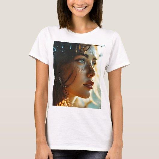 Dubbele blootstelling vrouw art t-shirt (Voorkant)
