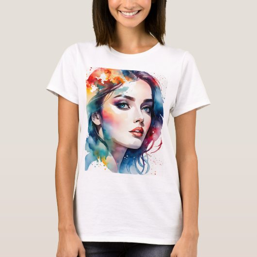 Dubbele blootstelling vrouw art t-shirt (Voorkant)