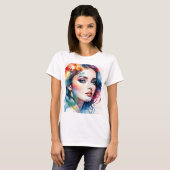 Dubbele blootstelling vrouw art t-shirt (Voorkant volledig)