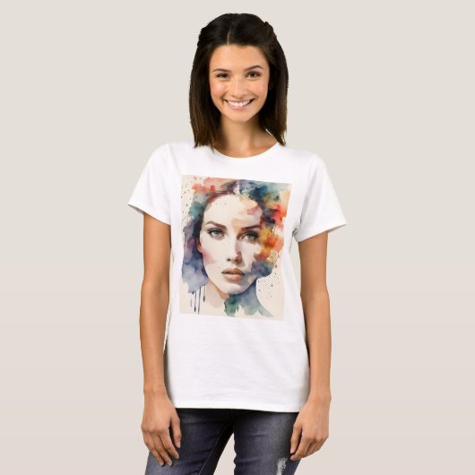 Dubbele blootstelling vrouw art t-shirt (Voorkant volledig)