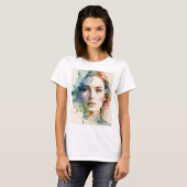 Dubbele blootstelling vrouw art t-shirt (Voorkant volledig)