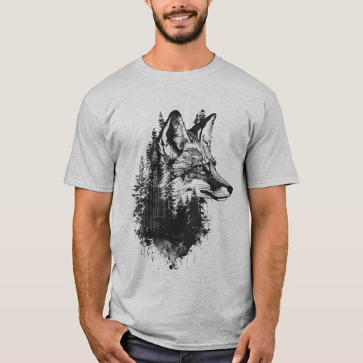 Dubbele blootstelling Wolf Animal Wildlife T-shirt (Voorkant)