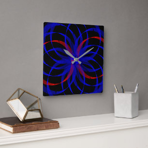 Dubbele Blueberry Kleur Accent Geometrische wandkl Vierkante Klok