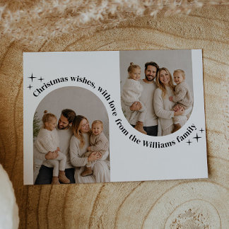 Dubbele Boog Foto Familie Kerstmis Feestdagenkaart