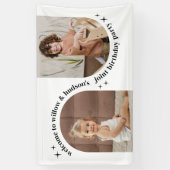 Dubbele boog foto gezamenlijke verjaardag welkom t spandoek (Verticaal)