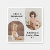 Dubbele Boog Foto Gezamenlijke Verjaardagspapier S Servet (Voorkant)